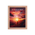 Psalm 107:1 Bible Verse, Give Thanks to the Lord Enhanced Matte Paper Framed Poster Wall Art Red Oak 8″×10″
