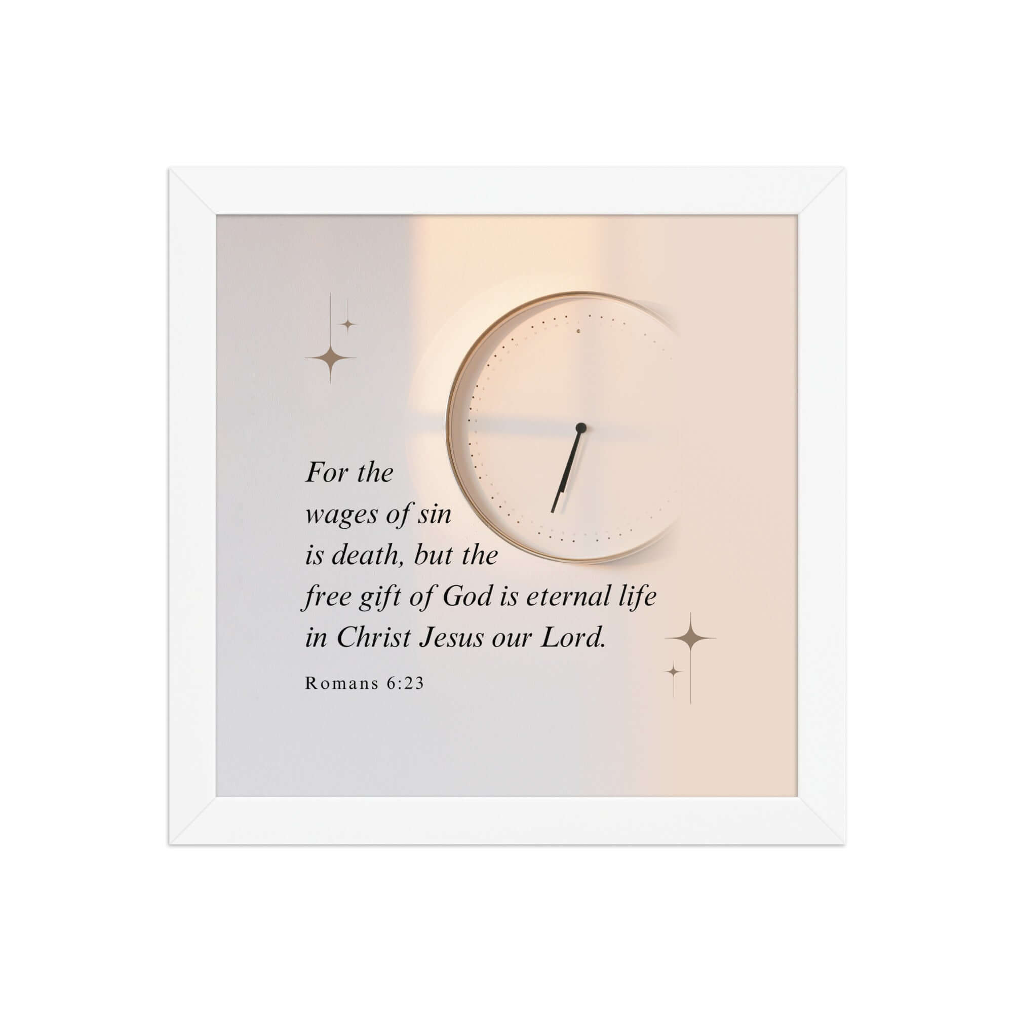 Romans 6:23 Bible Verse, our Lord Enhanced Matte Paper Framed Poster Wall Art White 10″×10″
