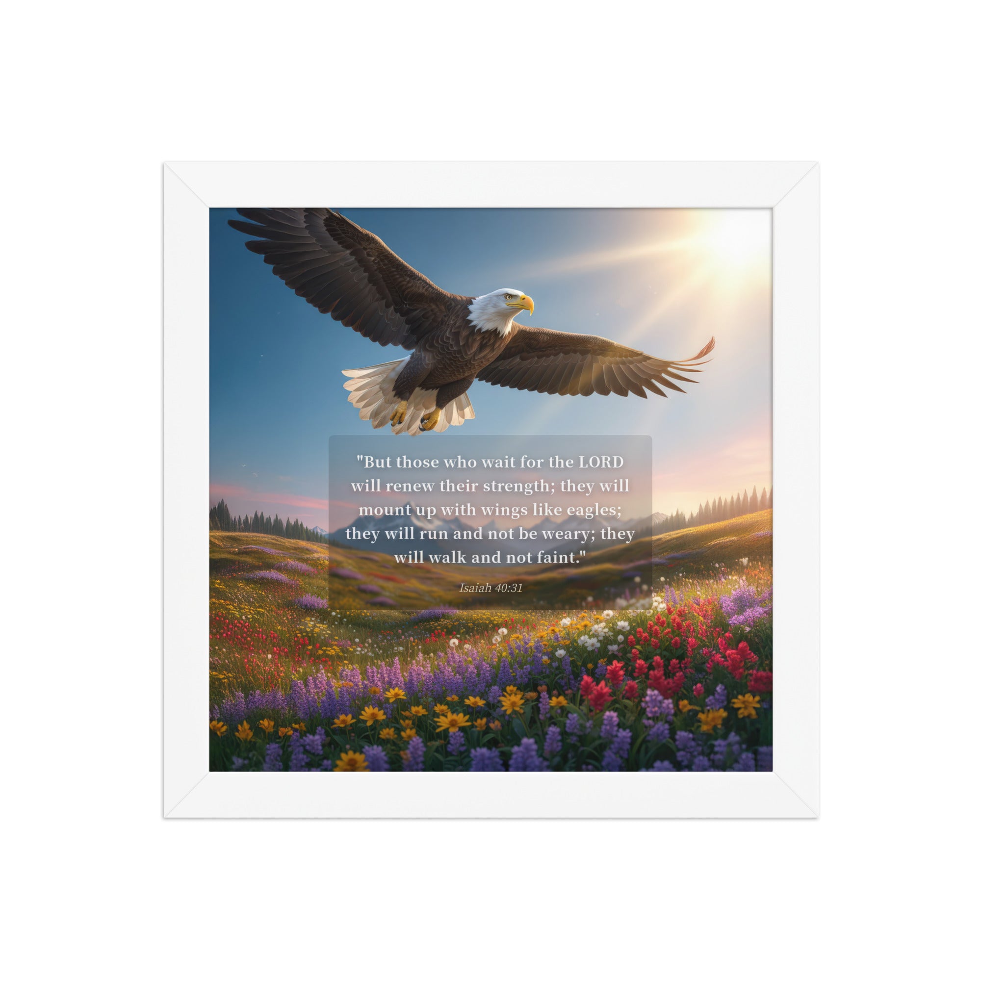 Isaiah 40:31 Bible Verse Who Wait Enhanced Matte Paper Framed Poster White 10″×10″