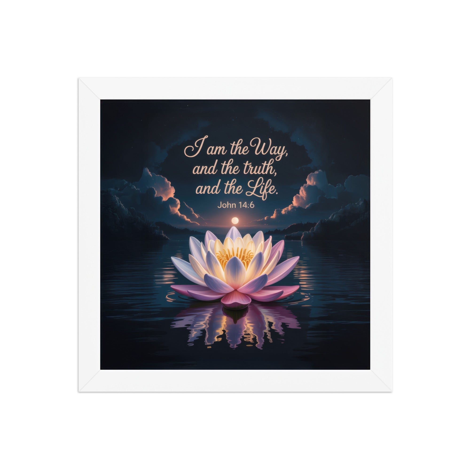 John 14:6 Bible Verse The Way Enhanced Matte Paper Framed Poster White 10″×10″