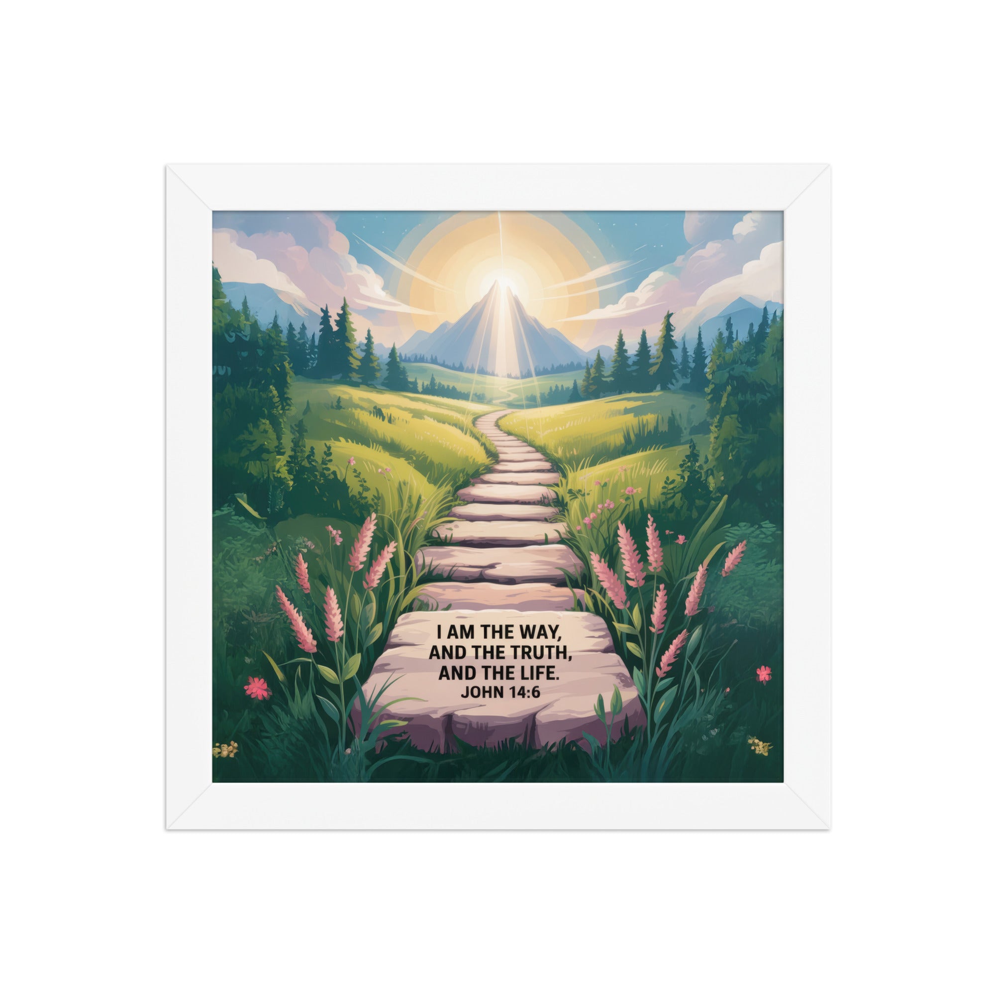 John 14:6 Bible Verse The Truth Enhanced Matte Paper Framed Poster White 10″×10″
