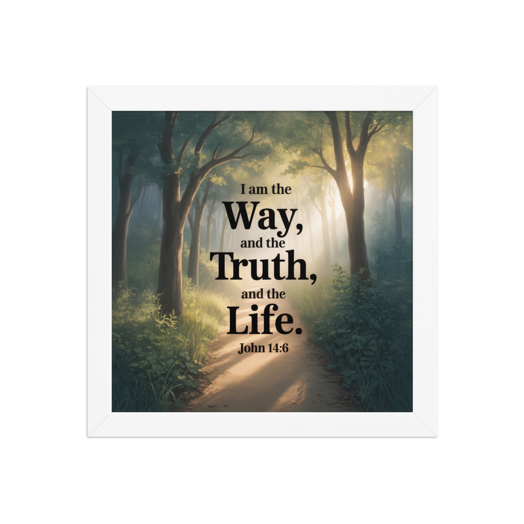 John 14:6 Bible Verse The Life Enhanced Matte Paper Framed Poster White 10″×10″