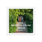 Revelation 3:20 Bible Verse, Garden Doorway Enhanced Matte Paper Framed Poster Wall Art White 10″×10″