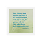 Psalm 23:4 Bible Verse, fear no evil Enhanced Matte Paper Framed Poster Wall Art White 10″×10″