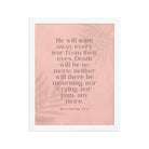 Revelation 21:4 Bible Verse, their eyes Enhanced Matte Paper Framed Poster Wall Art White 11″×14″