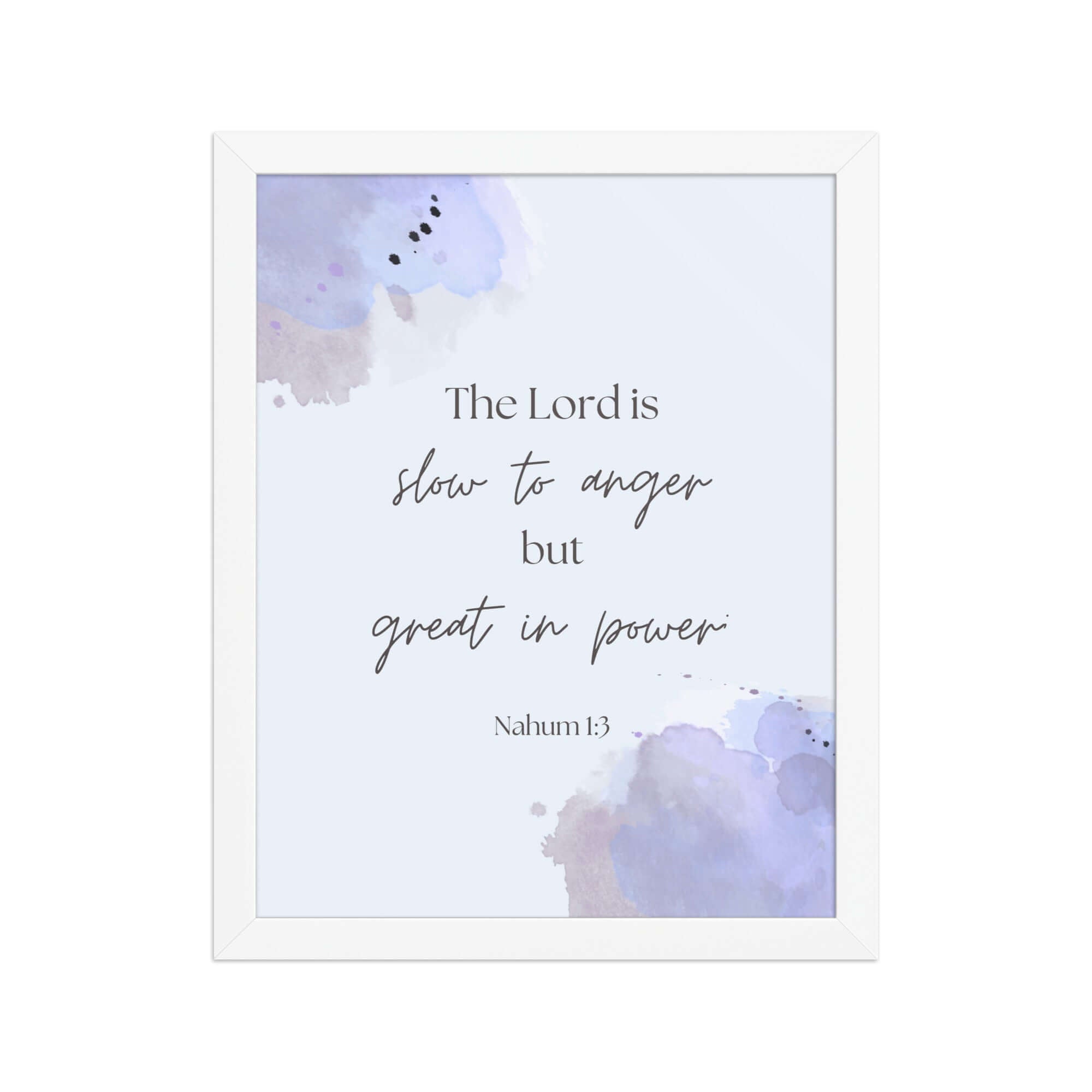 Nahum 1:3 Bible Verse, great in power Enhanced Matte Paper Framed Poster Wall Art White 11″×14″