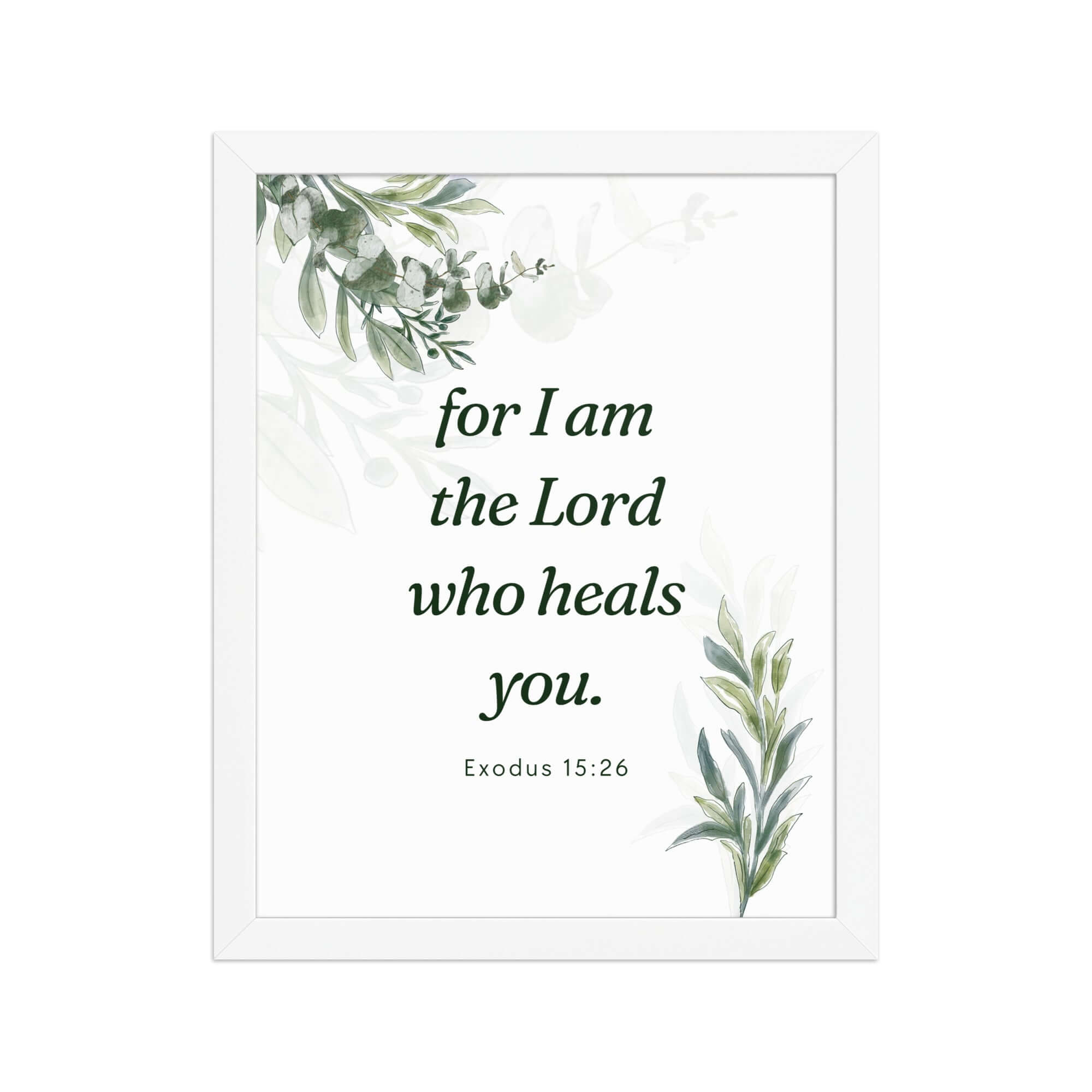 Exodus 15:26 Bible Verse, Gods voice Enhanced Matte Paper Framed Poster Wall Art White 11″×14″