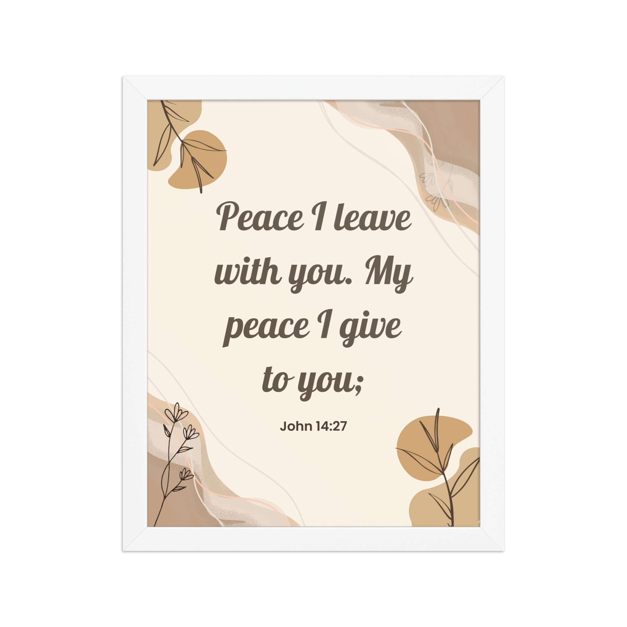 John 14:27 Bible Verse, Peace I Enhanced Matte Paper Framed Poster Wall Art White 11″×14″