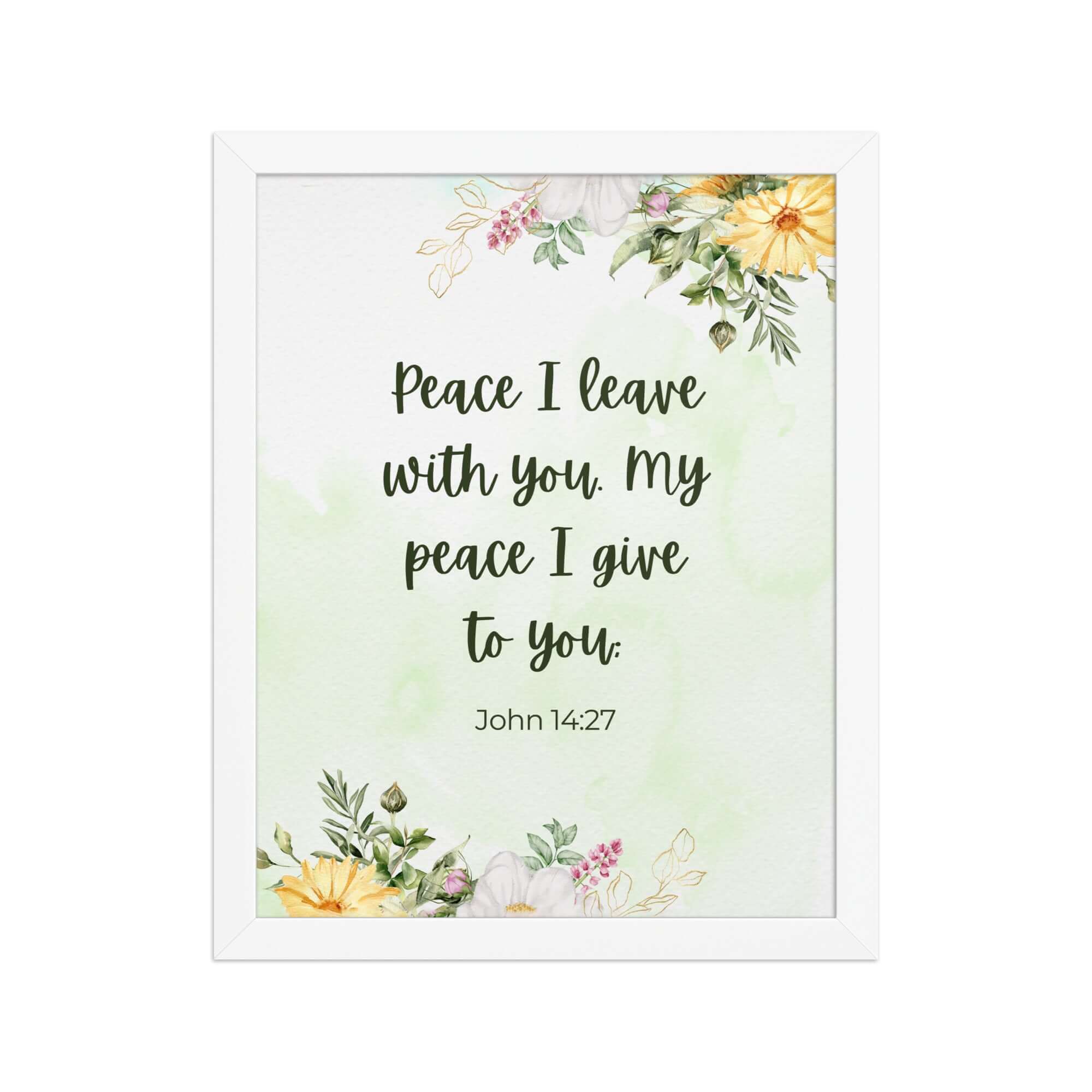 John 14:27 Bible Verse, My peace Enhanced Matte Paper Framed Poster Wall Art White 11″×14″