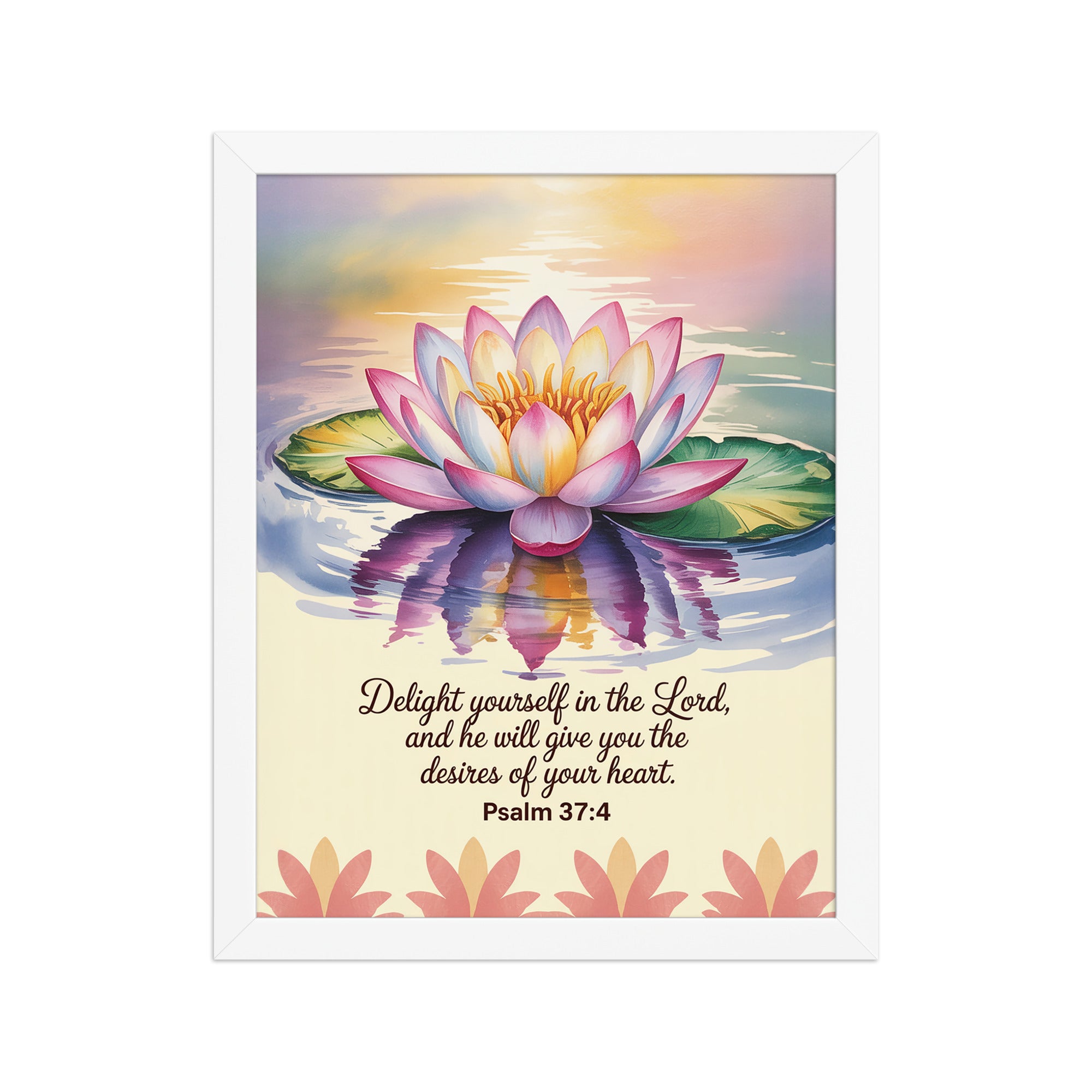 Psalm 37:4 Bible Verse, the Lord Enhanced Matte Paper Framed Poster White 11″×14″