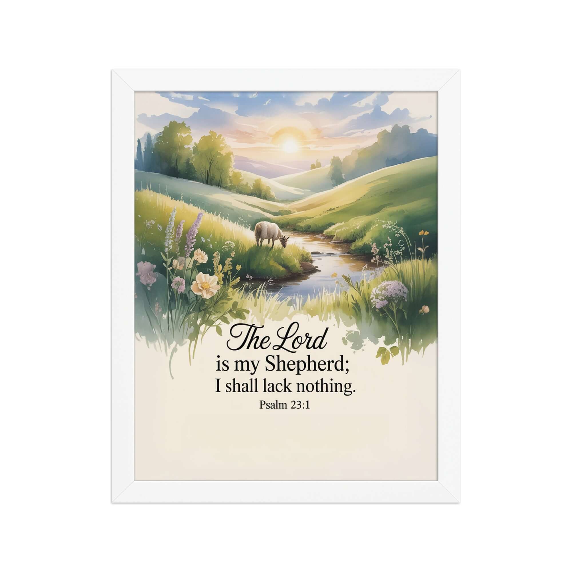 Psalm 23:1 Bible Verse, Lord Enhanced Matte Paper Framed Poster White 11″×14″