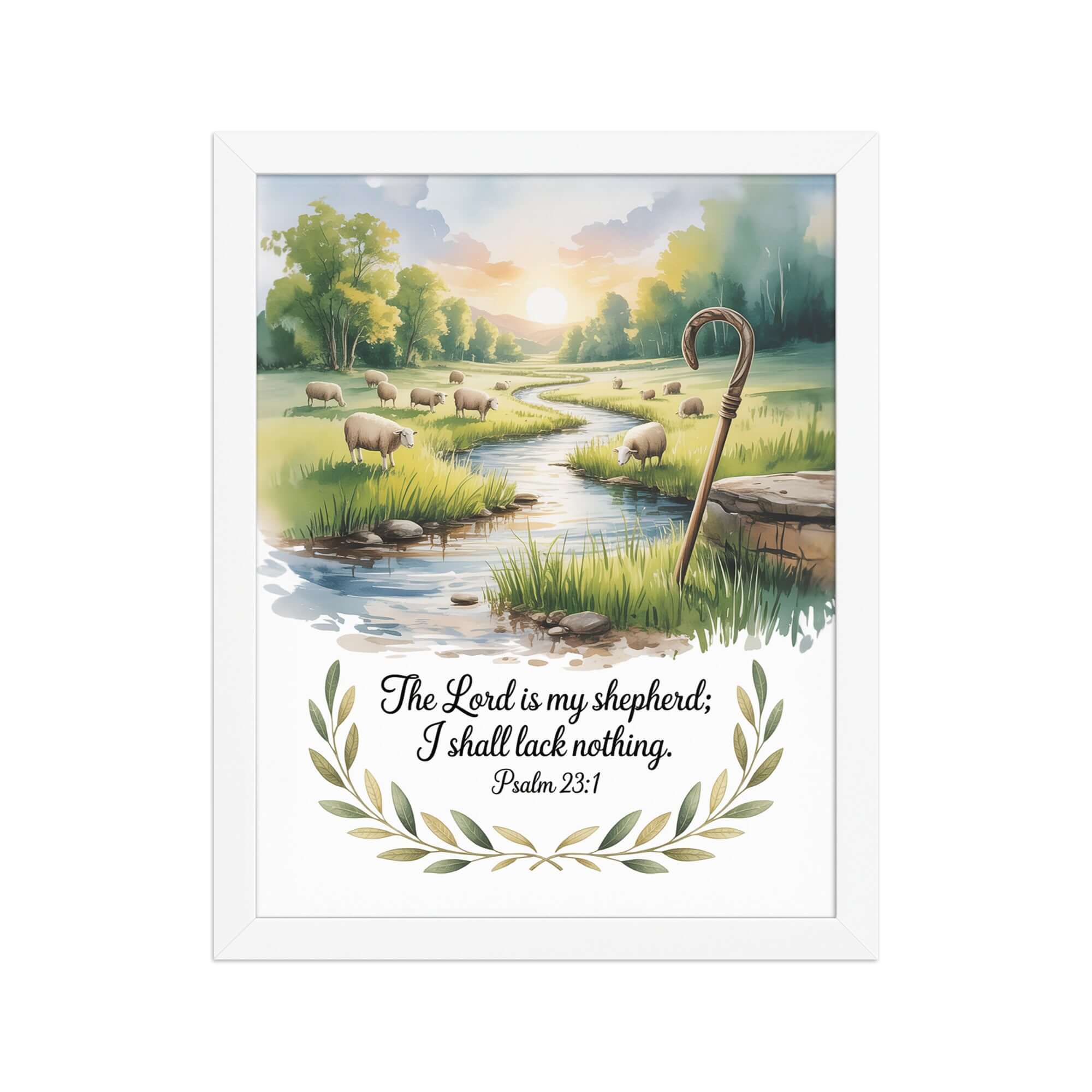Psalm 23:1 Bible Verse, is my Enhanced Matte Paper Framed Poster White 11″×14″