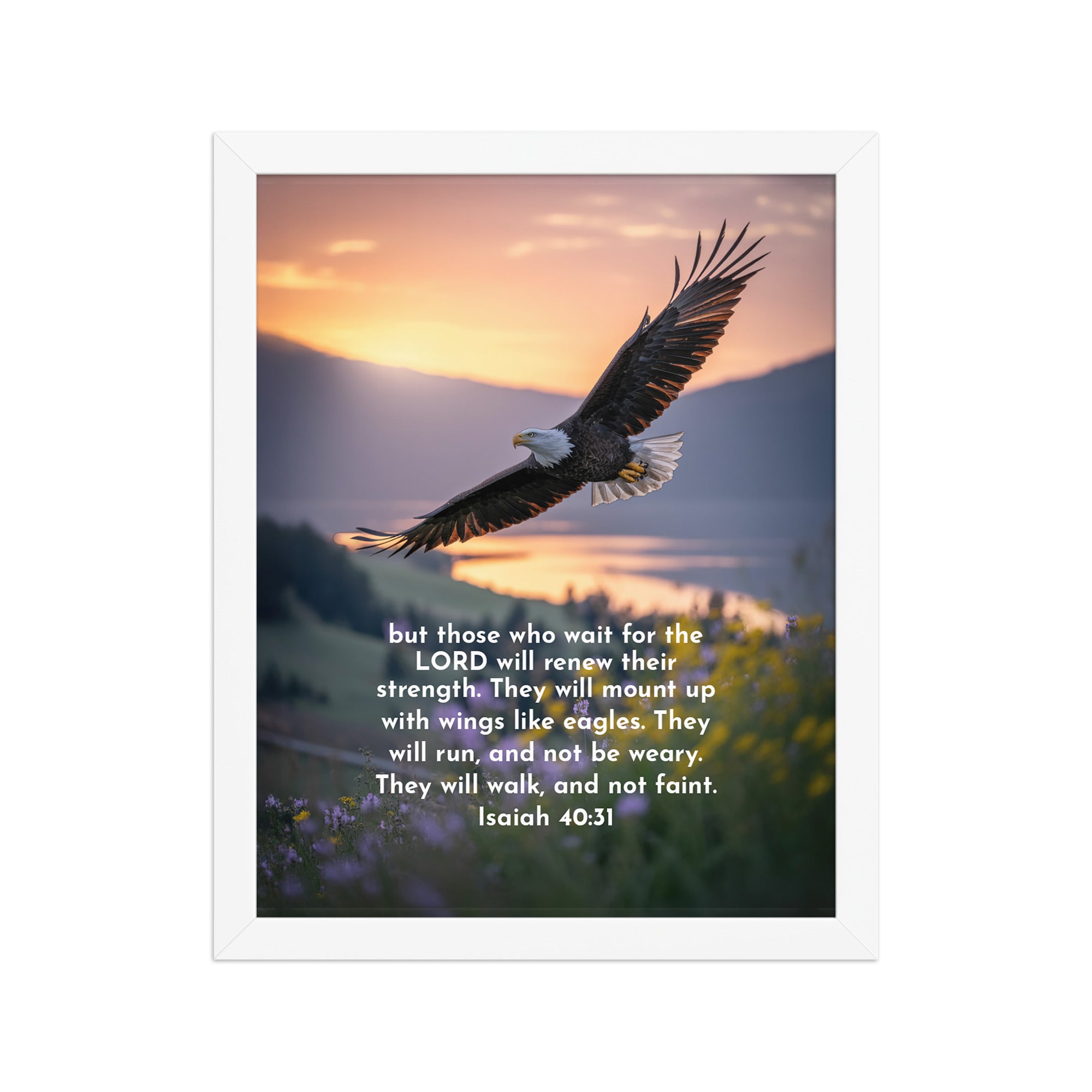 Isaiah 40:31 Bible Verse Renew Strength Enhanced Matte Paper Framed Poster White 11″×14″