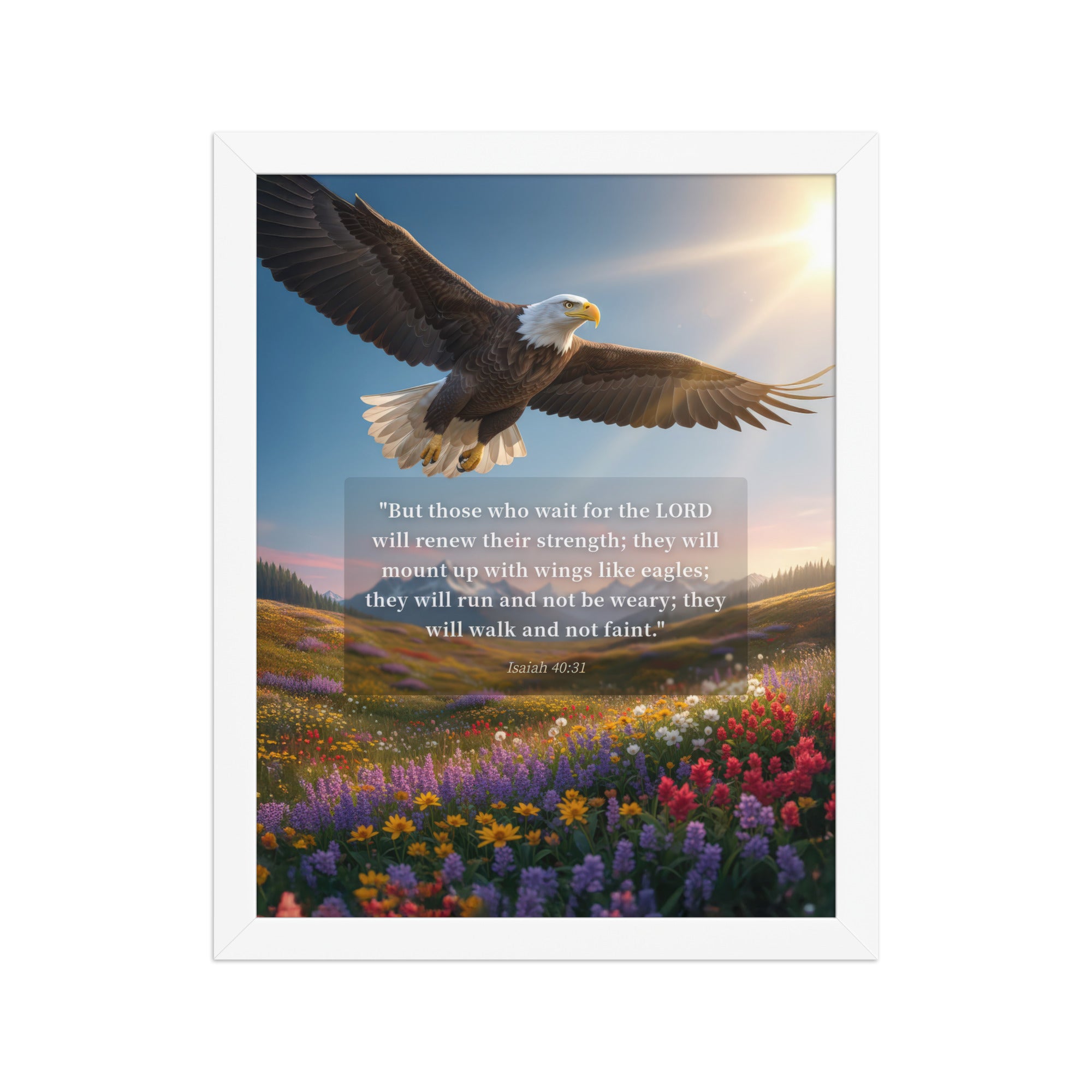 Isaiah 40:31 Bible Verse Who Wait Enhanced Matte Paper Framed Poster White 11″×14″