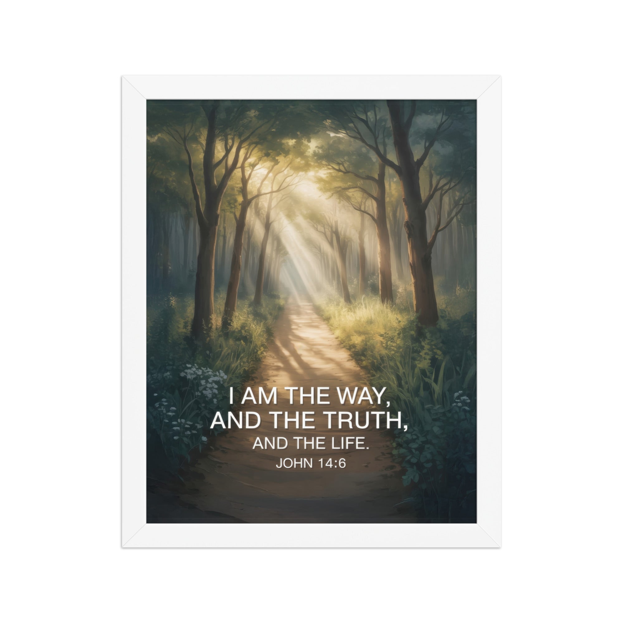 John 14:6 Bible Verse I Am Enhanced Matte Paper Framed Poster White 11″×14″