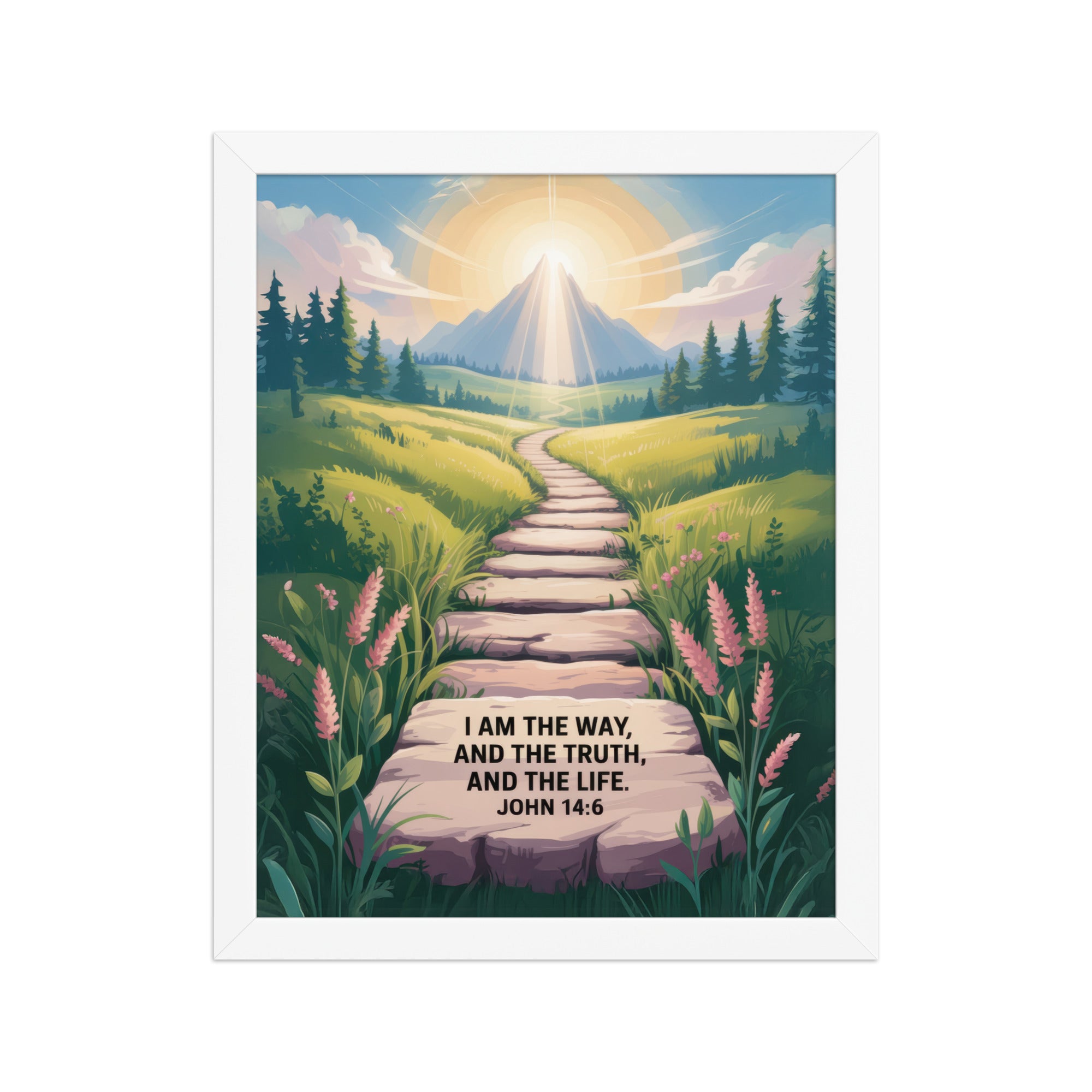 John 14:6 Bible Verse The Truth Enhanced Matte Paper Framed Poster White 11″×14″