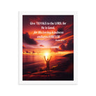 Psalm 107:1 Bible Verse, Give Thanks to the Lord Enhanced Matte Paper Framed Poster Wall Art White 11″×14″