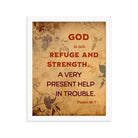 Psalm 46:1 Bible Verse, God is Our Refuge Enhanced Matte Paper Framed Poster Wall Art White 11″×14″