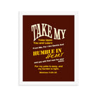 Matthew 11:29-30 Bible Verse, learn from me Enhanced Matte Paper Framed Poster Wall Art White 11″×14″