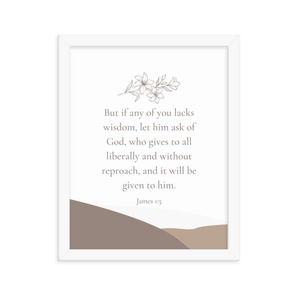James 1:5 Bible Verse, ask of God Enhanced Matte Paper Framed Poster Wall Art White 11″×14″