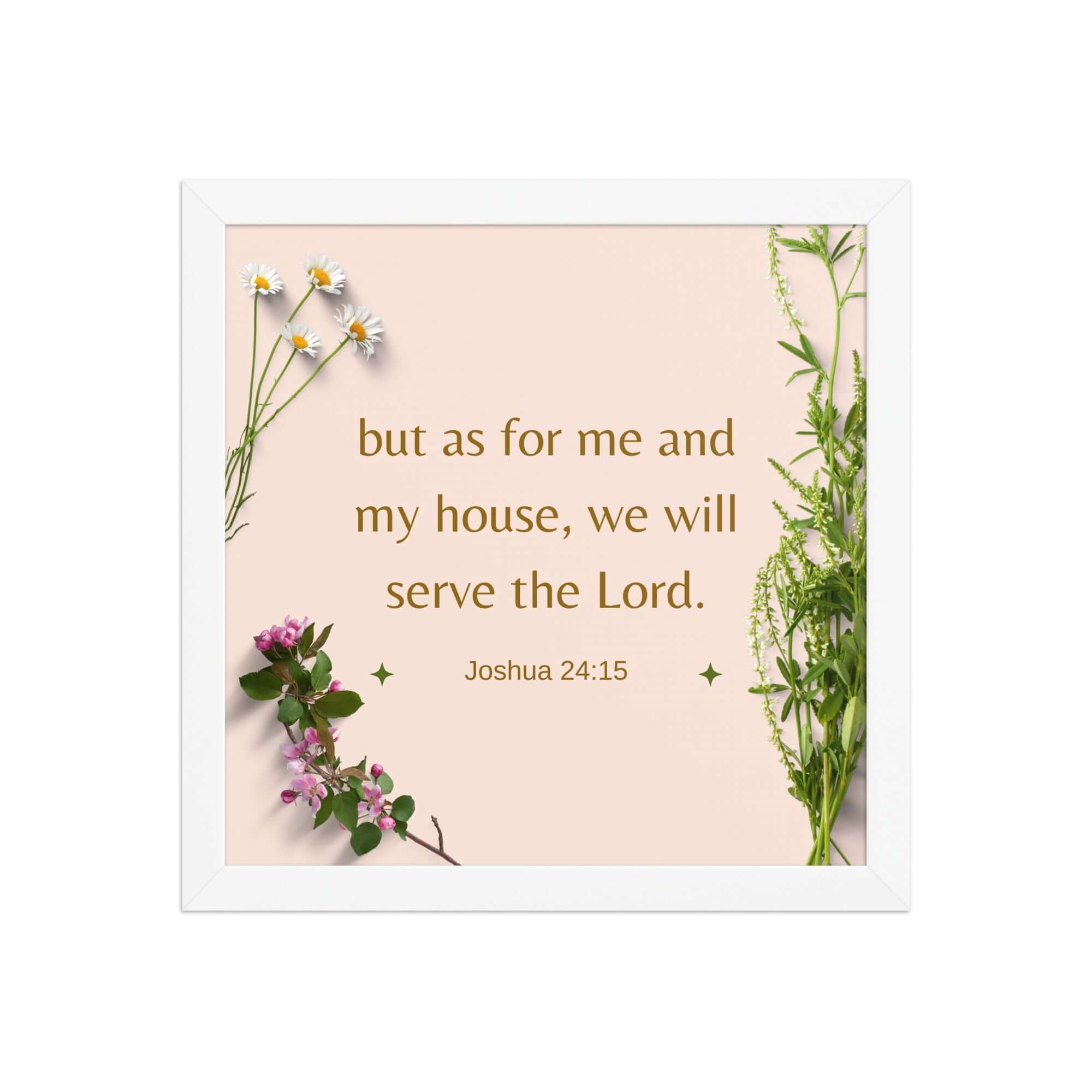 Joshua 24:15 Bible Verse, your fathers Enhanced Matte Paper Framed Poster Wall Art White 12″×12″