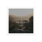 James 4:8 Bible Verse, Cleanse your Enhanced Matte Paper Framed Poster Wall Art White 12″×12″
