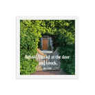 Revelation 3:20 Bible Verse, Garden Doorway Enhanced Matte Paper Framed Poster Wall Art White 12″×12″