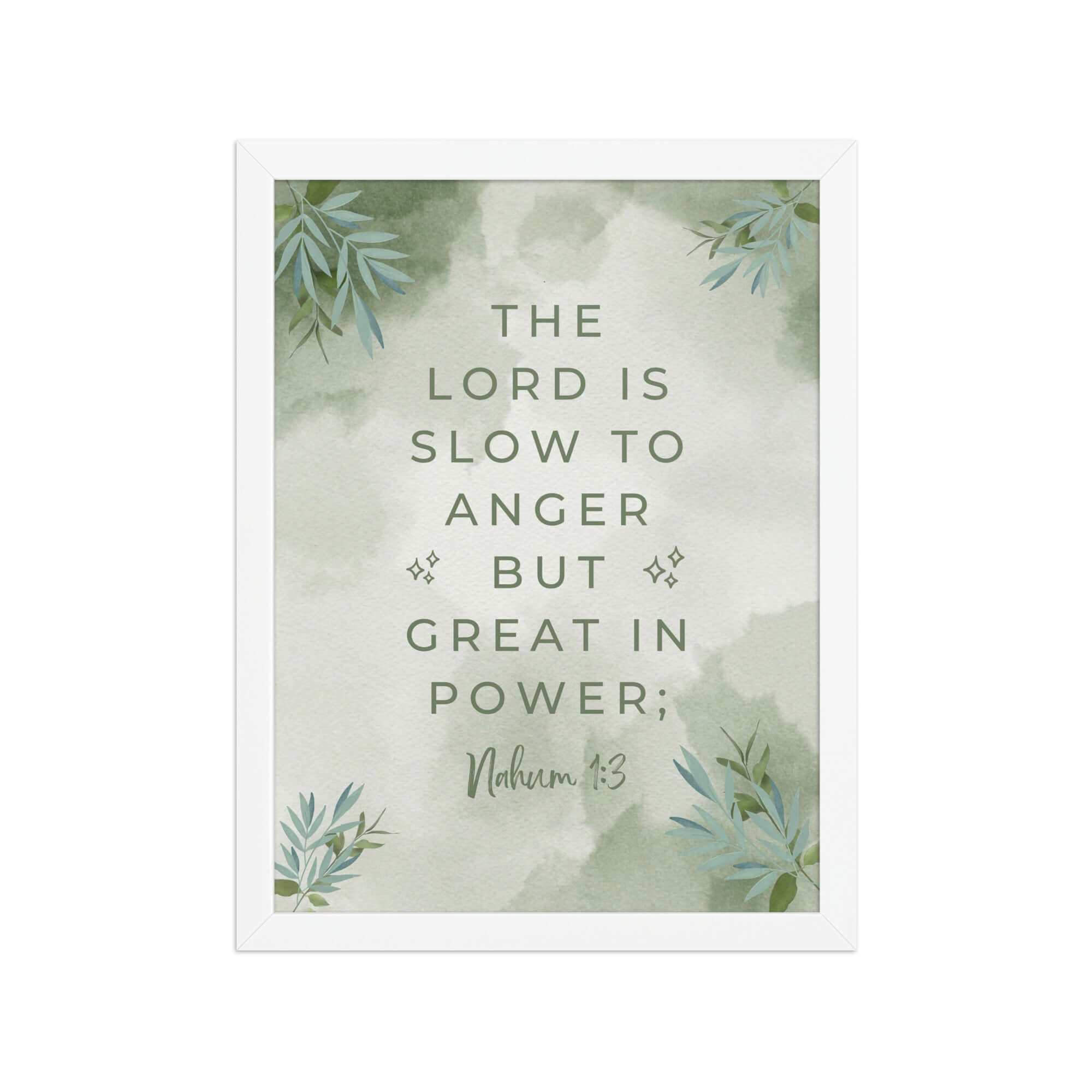 Nahum 1:3 Bible Verse, The Lord is slow Enhanced Matte Paper Framed Poster Wall Art White 12″×16″