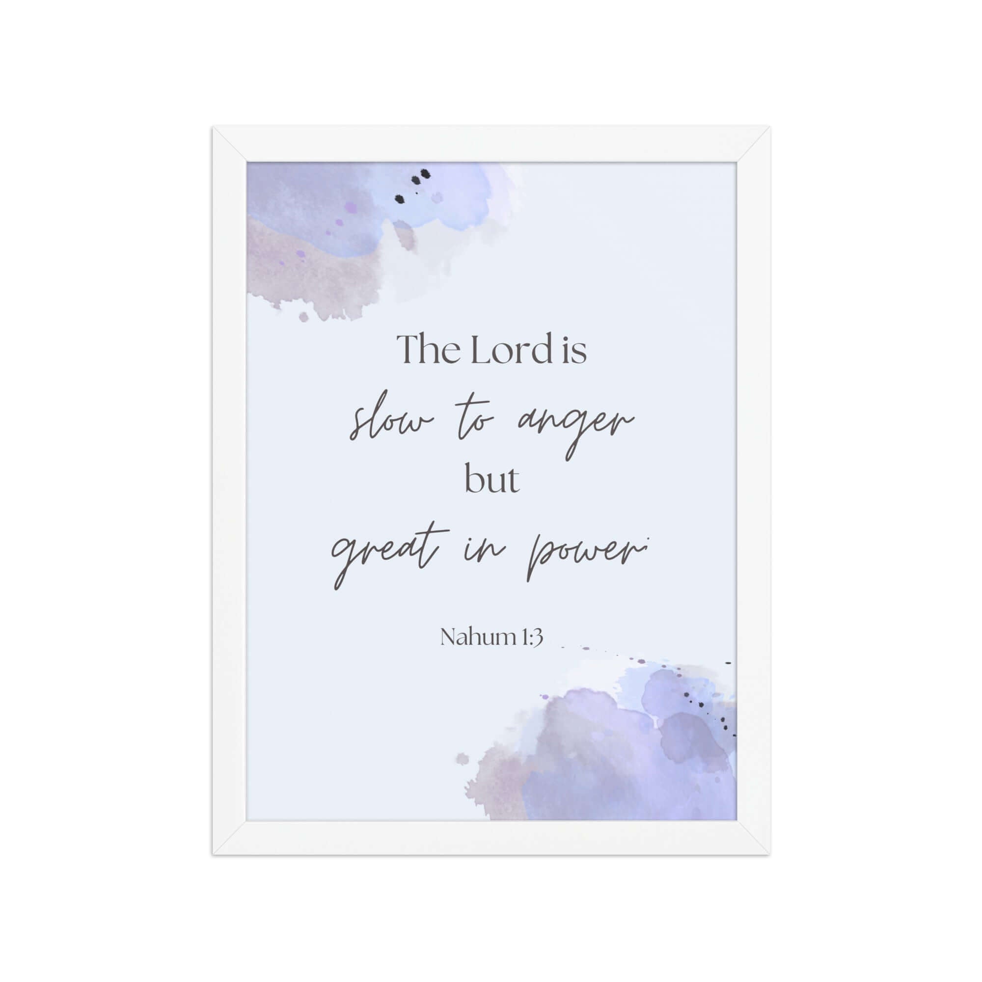 Nahum 1:3 Bible Verse, great in power Enhanced Matte Paper Framed Poster Wall Art White 12″×16″