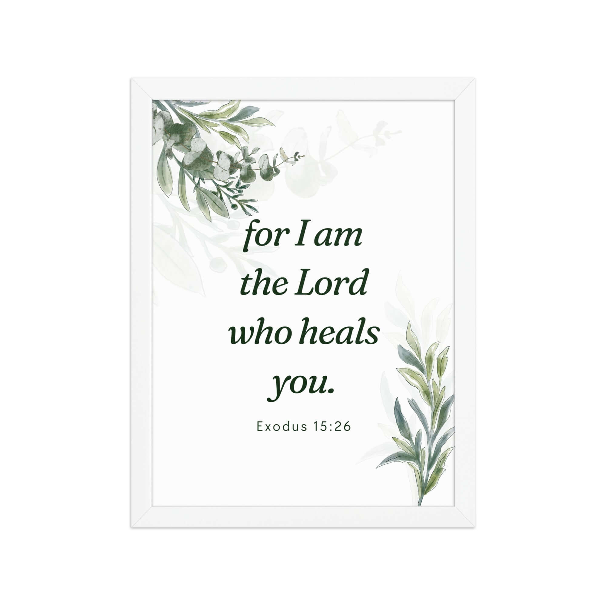 Exodus 15:26 Bible Verse, Gods voice Enhanced Matte Paper Framed Poster Wall Art White 12″×16″