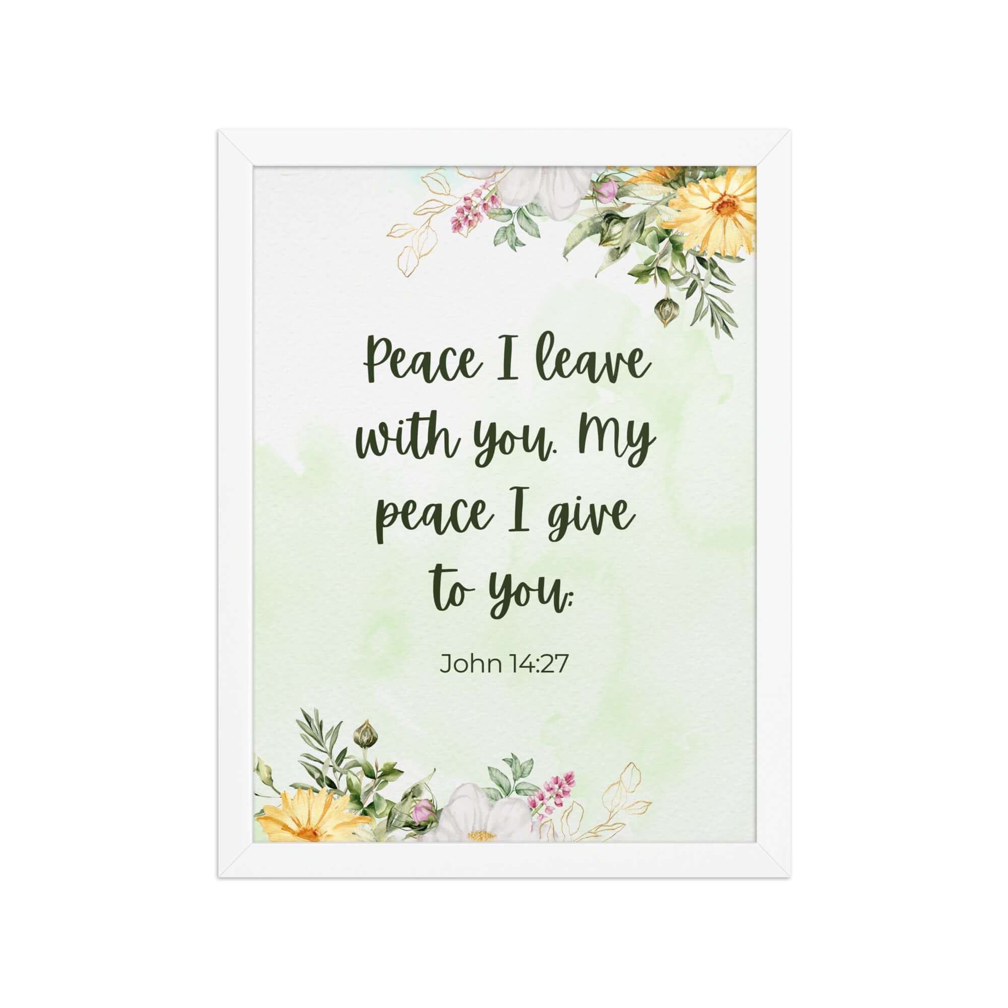 John 14:27 Bible Verse, My peace Enhanced Matte Paper Framed Poster Wall Art White 12″×16″