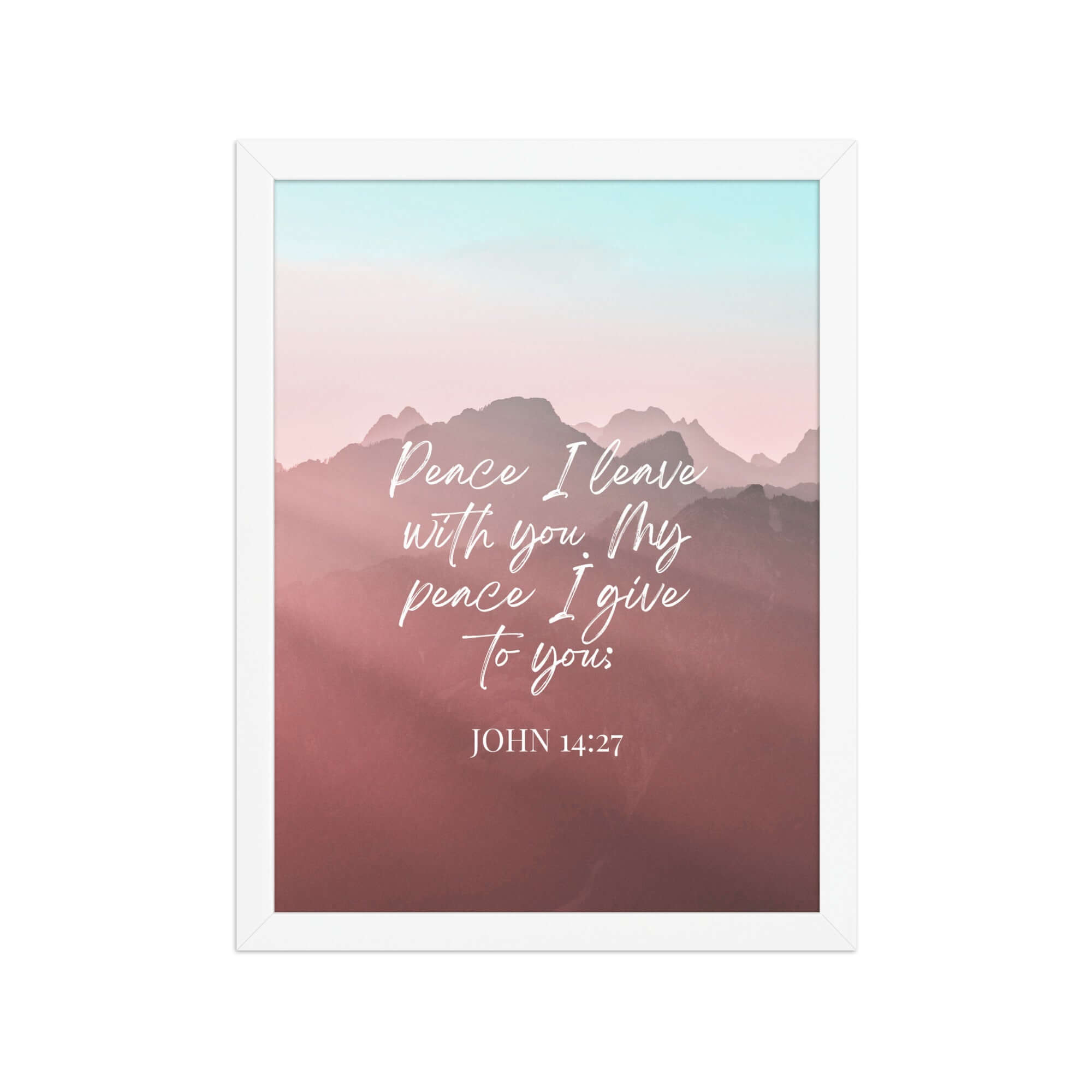 John 14:27 Bible Verse, I give you Enhanced Matte Paper Framed Poster Wall Art White 12″×16″