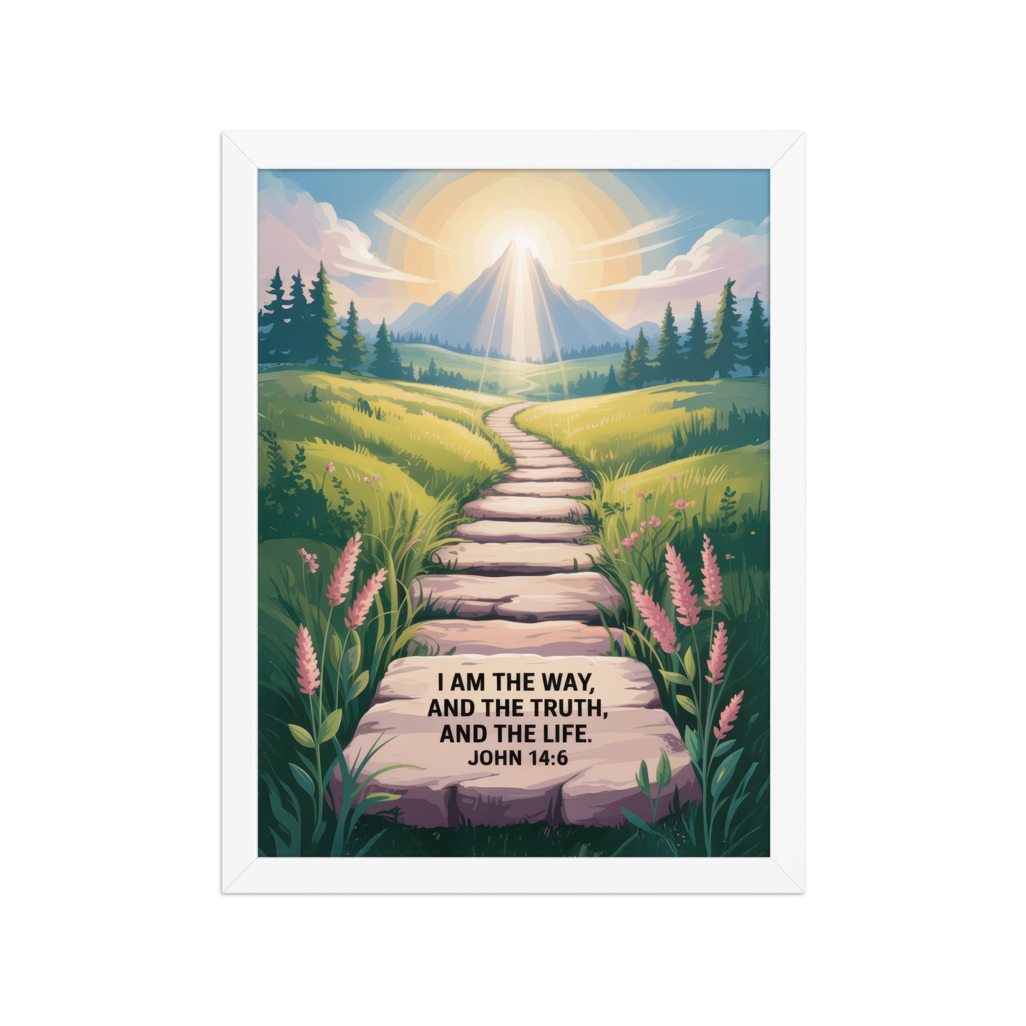 John 14:6 Bible Verse The Truth Enhanced Matte Paper Framed Poster White 12″×16″