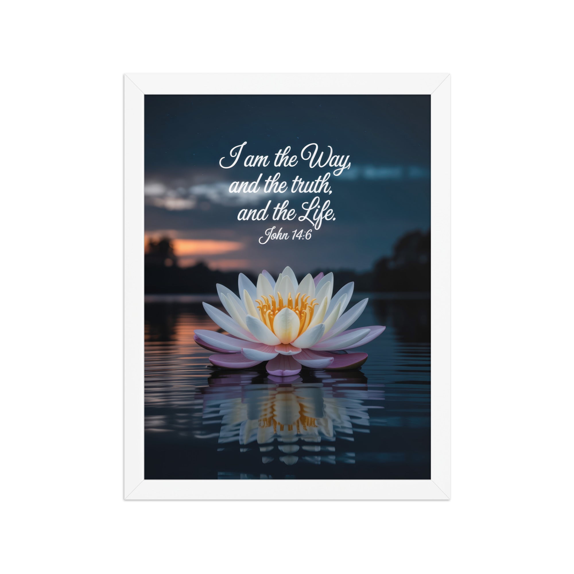 John 14:6 Bible Verse The Father Enhanced Matte Paper Framed Poster White 12″×16″