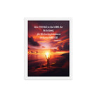 Psalm 107:1 Bible Verse, Give Thanks to the Lord Enhanced Matte Paper Framed Poster Wall Art White 12″×16″