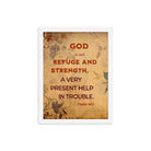 Psalm 46:1 Bible Verse, God is Our Refuge Enhanced Matte Paper Framed Poster Wall Art White 12″×16″