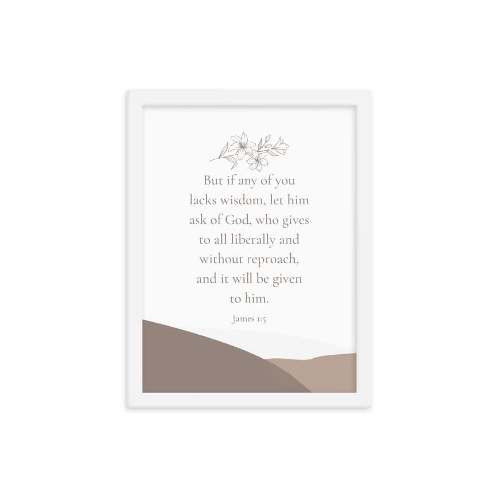 James 1:5 Bible Verse, ask of God Enhanced Matte Paper Framed Poster Wall Art White 12″×16″
