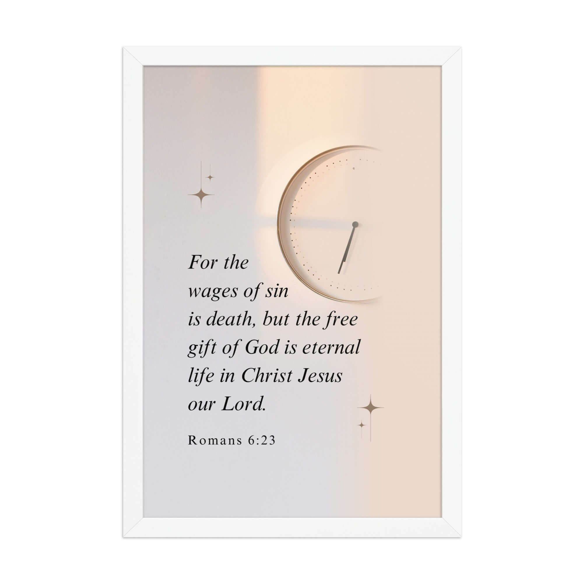Romans 6:23 Bible Verse, our Lord Enhanced Matte Paper Framed Poster Wall Art White 12″×18″