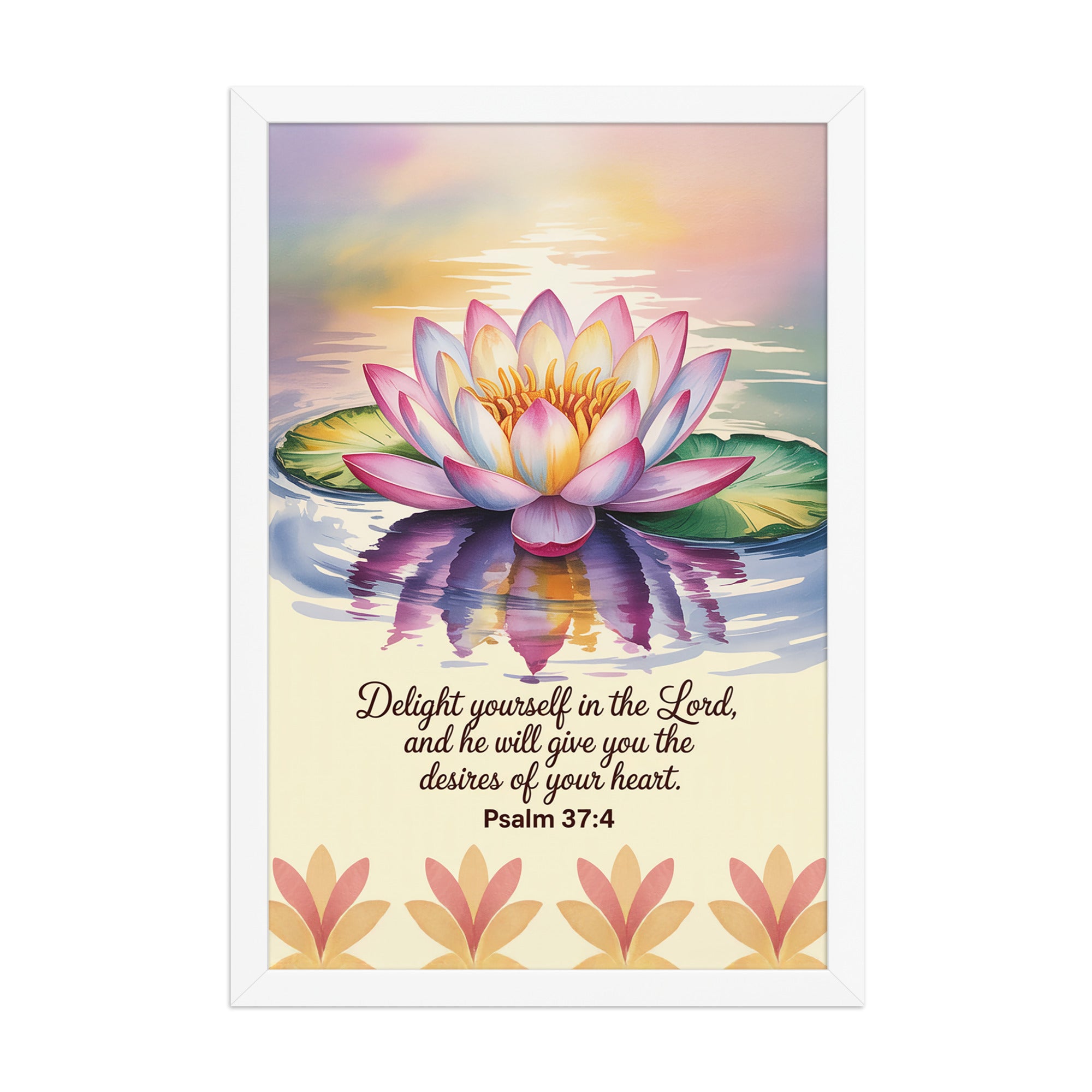 Psalm 37:4 Bible Verse, the Lord Enhanced Matte Paper Framed Poster White 12″×18″