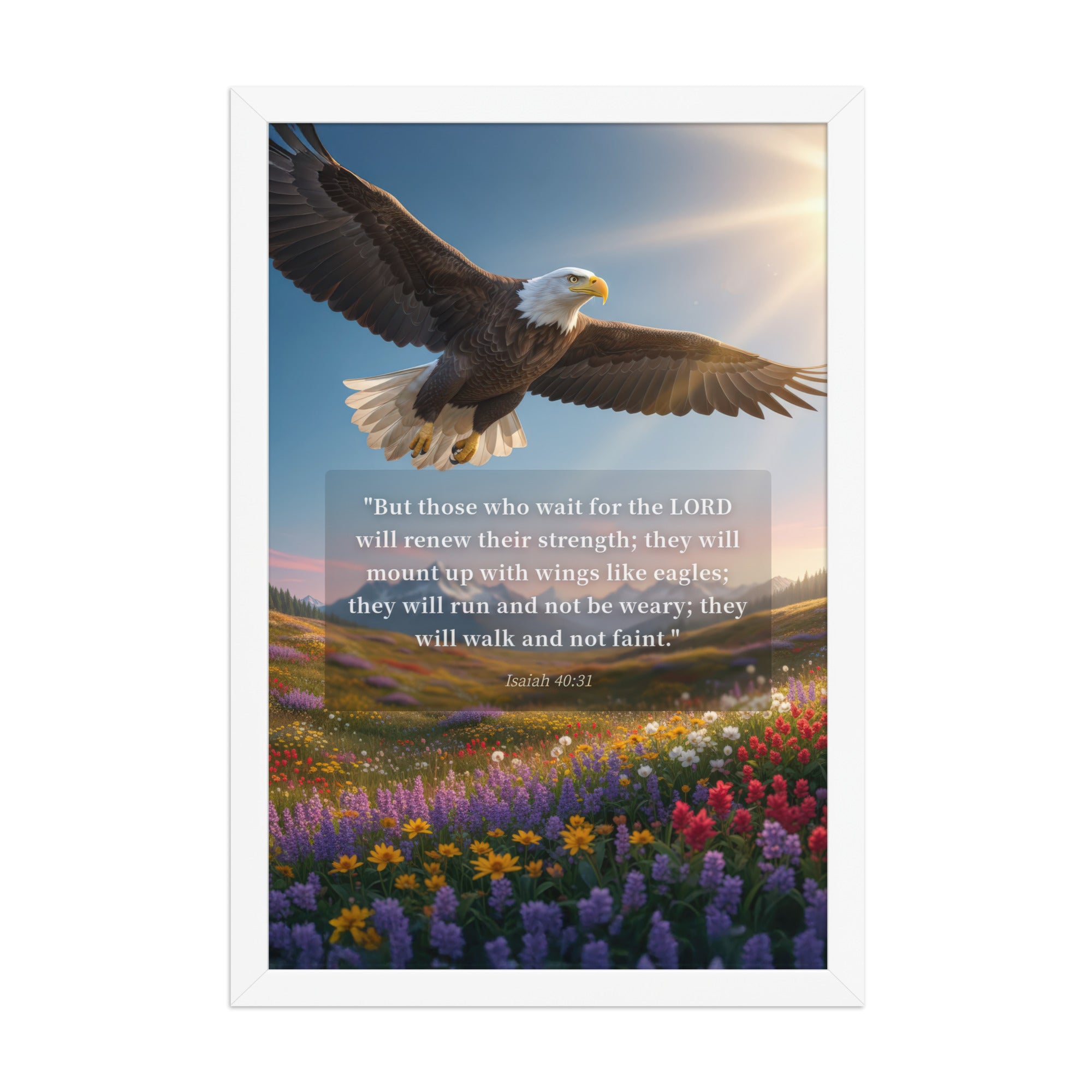 Isaiah 40:31 Bible Verse Who Wait Enhanced Matte Paper Framed Poster White 12″×18″