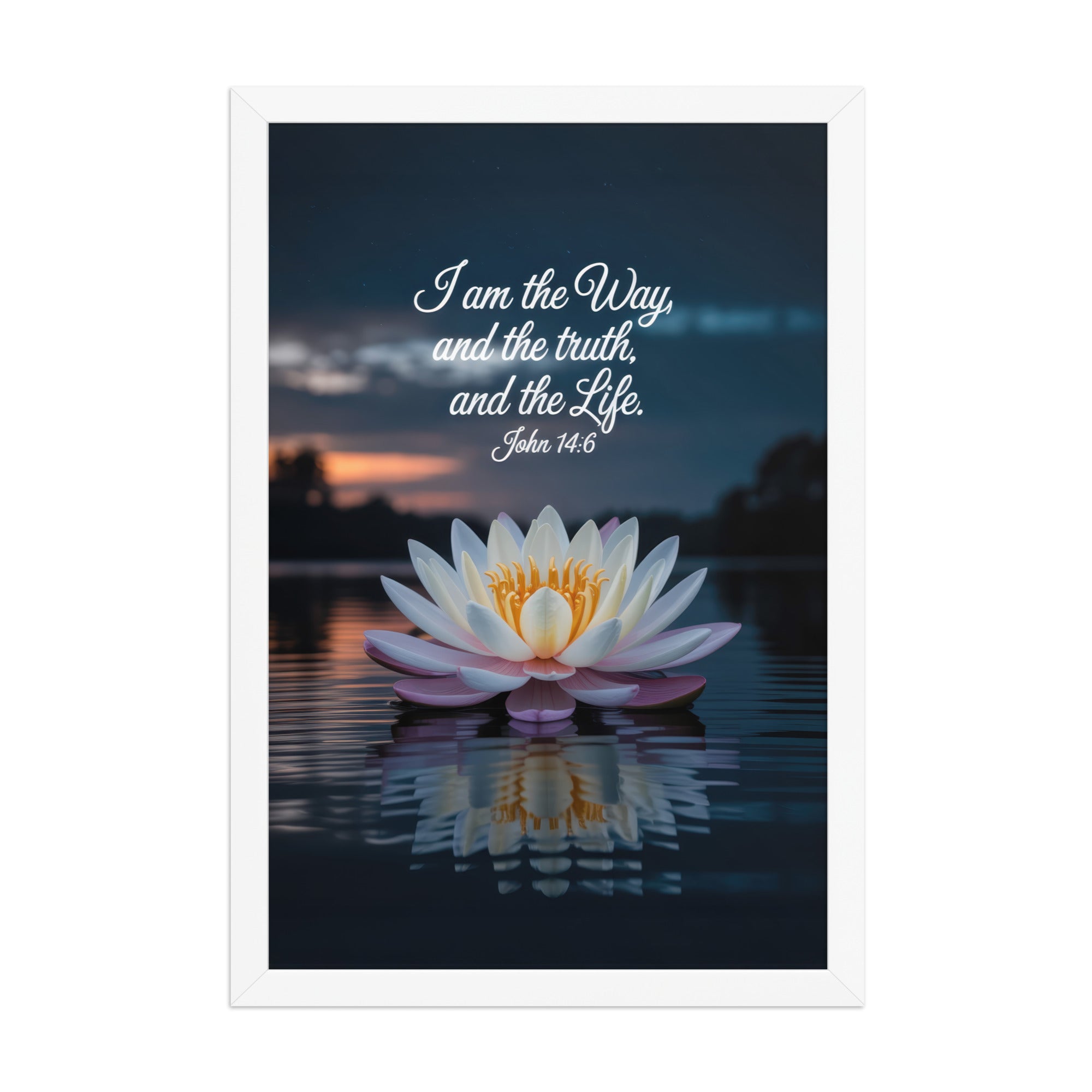 John 14:6 Bible Verse The Father Enhanced Matte Paper Framed Poster White 12″×18″