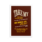 Matthew 11:29-30 Bible Verse, learn from me Enhanced Matte Paper Framed Poster Wall Art White 12″×18″