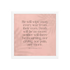 Revelation 21:4 Bible Verse, their eyes Enhanced Matte Paper Framed Poster Wall Art White 14″×14″