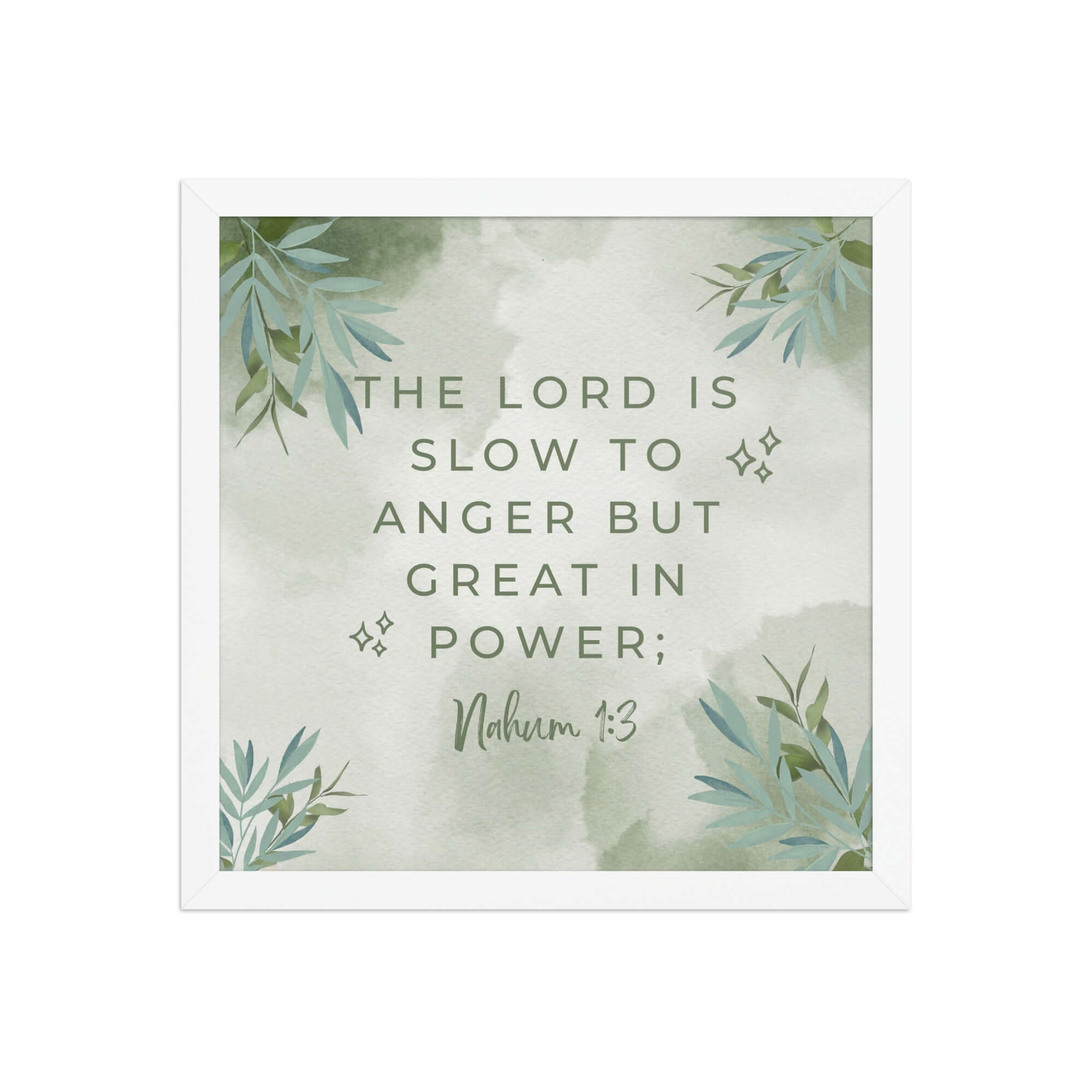 Nahum 1:3 Bible Verse, The Lord is slow Enhanced Matte Paper Framed Poster Wall Art White 14″×14″
