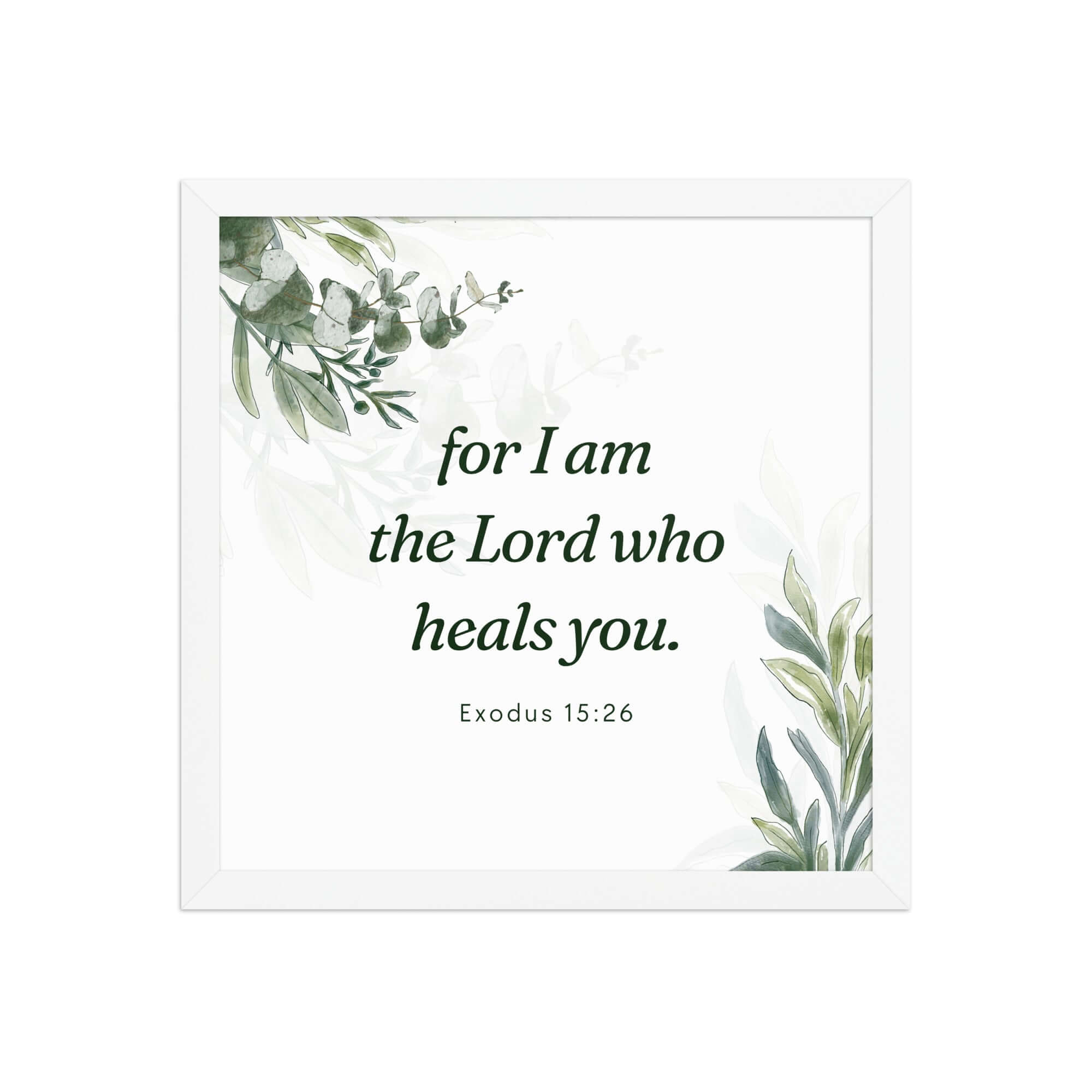 Exodus 15:26 Bible Verse, Gods voice Enhanced Matte Paper Framed Poster Wall Art White 14″×14″