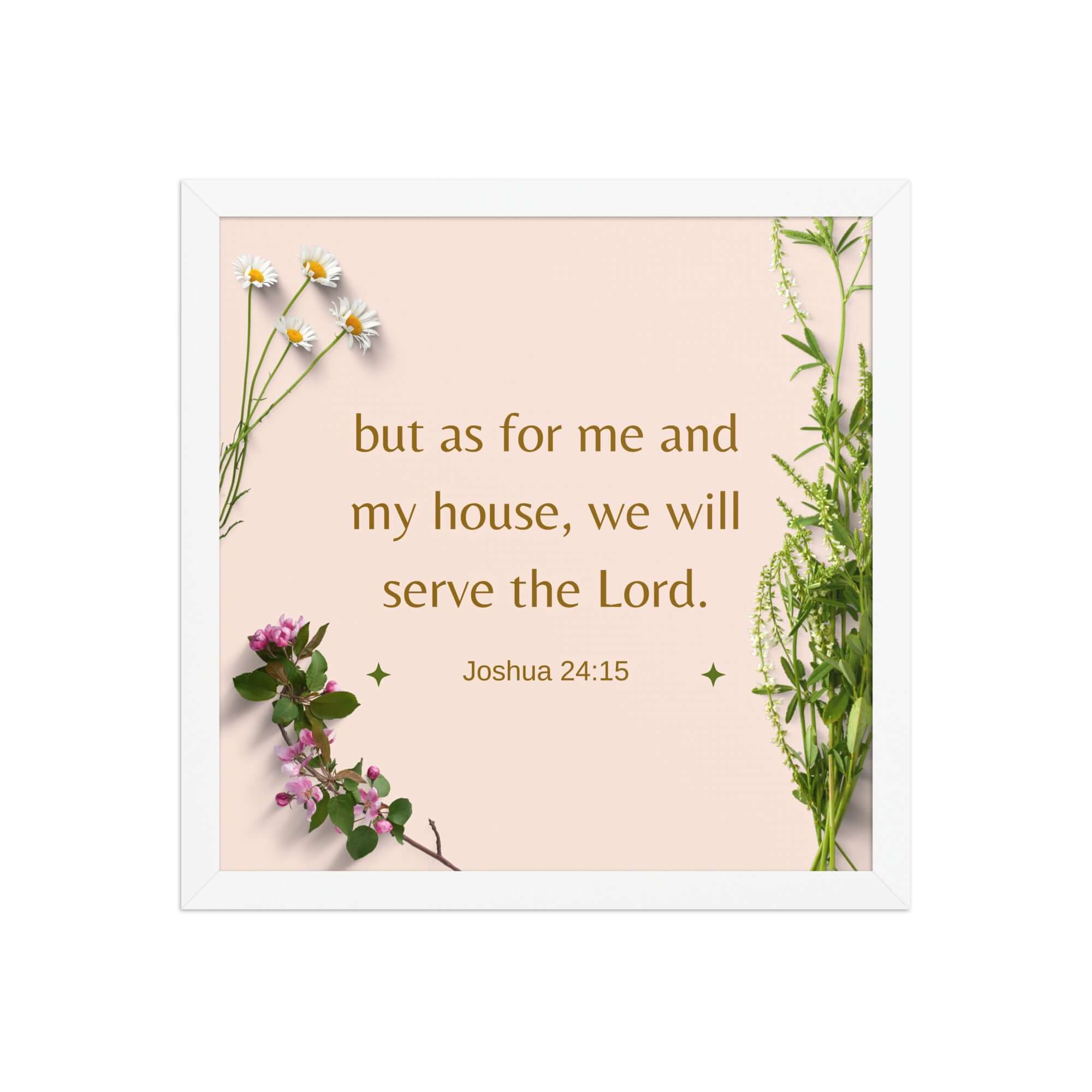 Joshua 24:15 Bible Verse, your fathers Enhanced Matte Paper Framed Poster Wall Art White 14″×14″