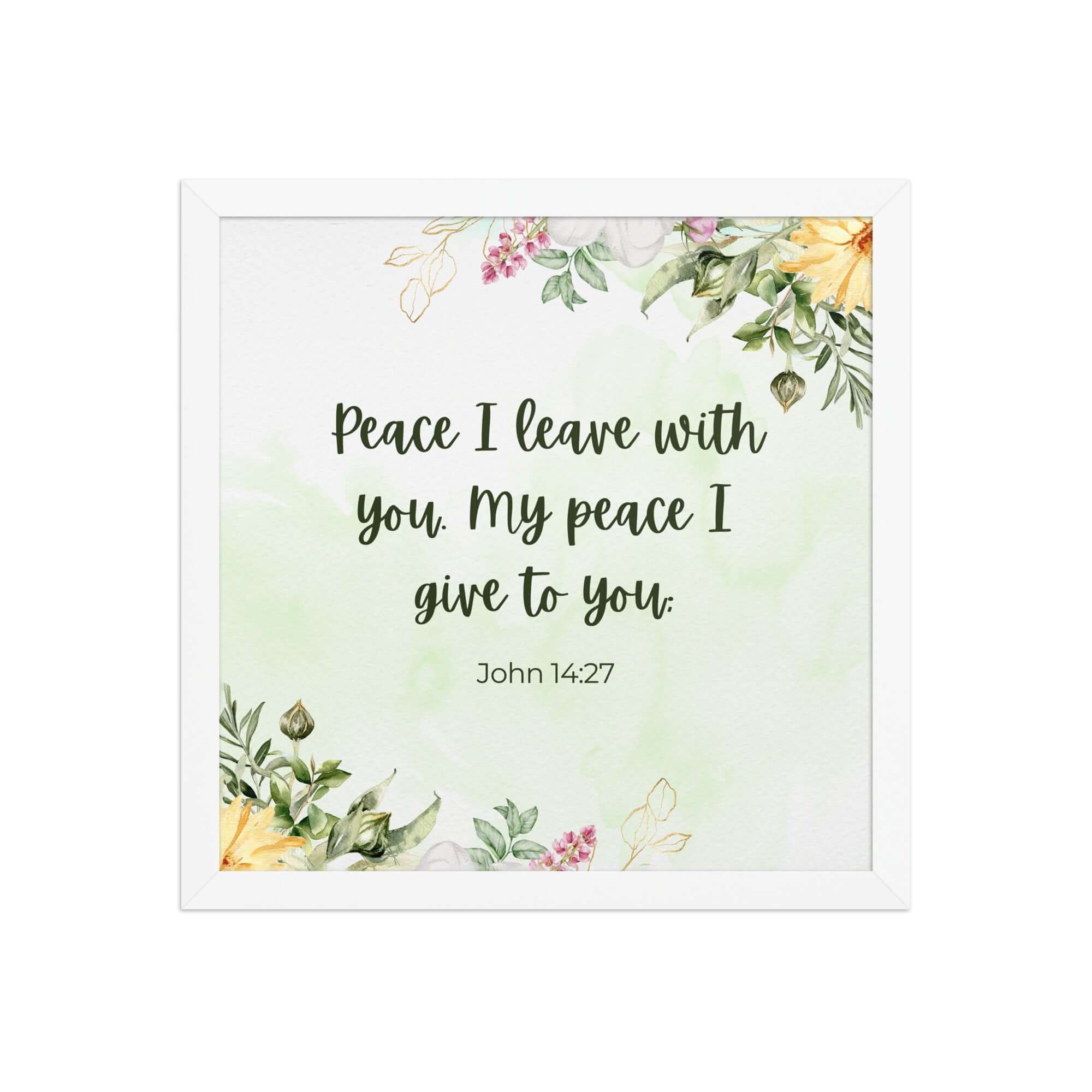 John 14:27 Bible Verse, My peace Enhanced Matte Paper Framed Poster Wall Art White 14″×14″