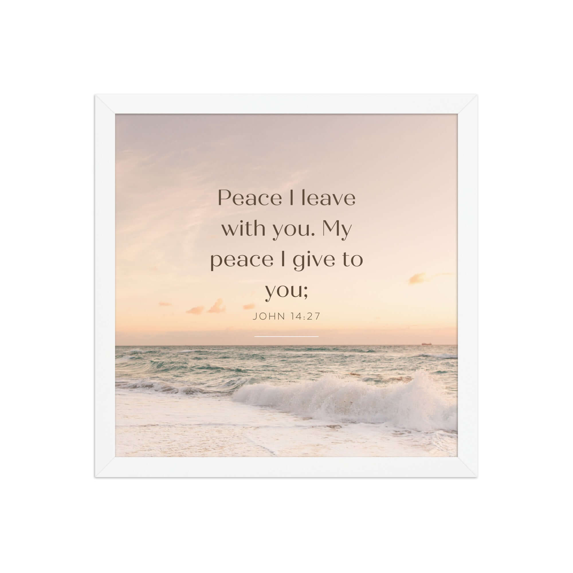 John 14:27 Bible Verse, not as the Enhanced Matte Paper Framed Poster Wall Art White 14″×14″