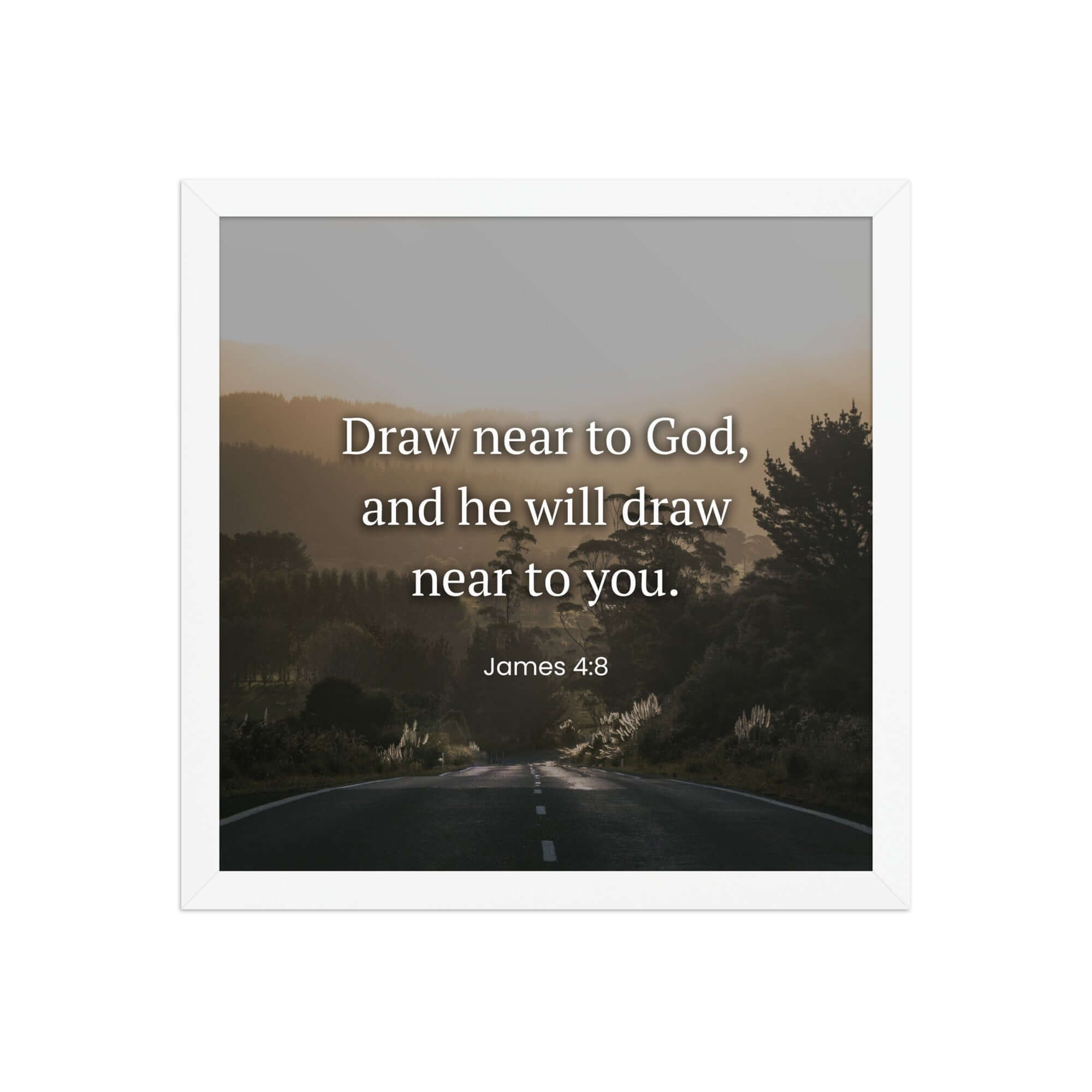 James 4:8 Bible Verse, Cleanse your Enhanced Matte Paper Framed Poster Wall Art White 14″×14″