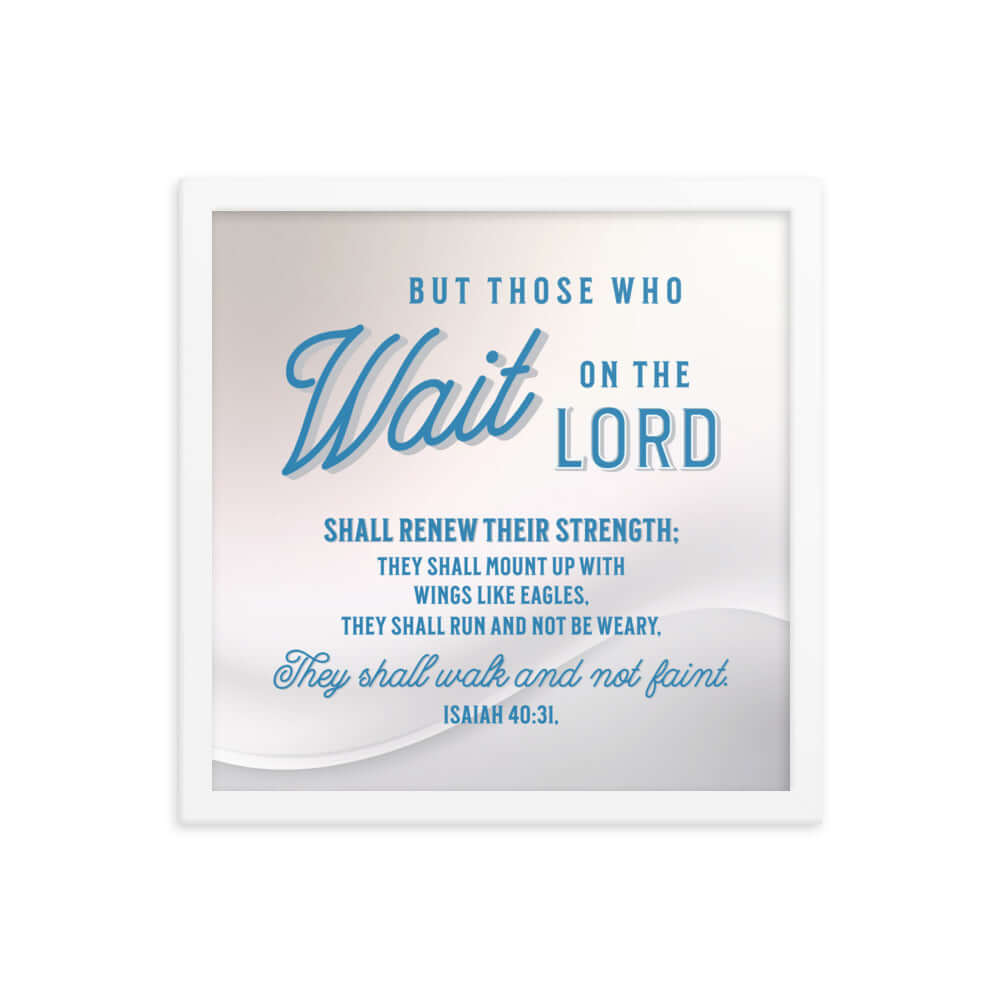 Isaiah 40:31 Bible Verse, Wings like Eagles Enhanced Matte Paper Framed Poster Wall Art White 14″×14″
